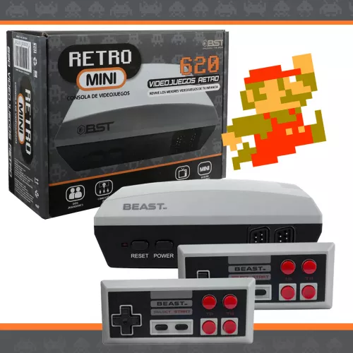 Consola Videojuegos Retro Clasica 620 Juegos 2 Controles - Gris - Tipo NES