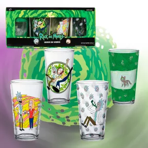 Set Exclusivo De 4 Vasos De Vidrio Edición Limitada - Rick And Morty