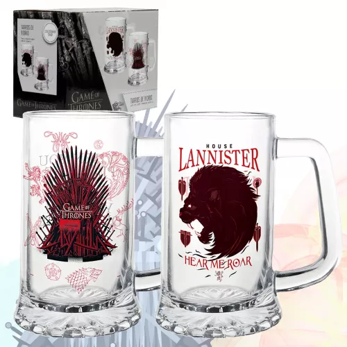 Set Exclusivo De 2 Tarros De Vidrio, Edición Limitada - Game Of Thrones- Lannister Y Trono De Hierro