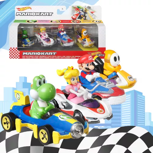 Mattel - Hot Wheels Mario Kart Die-Cast Paquete de 4 Nintendo