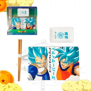 Set de Platos de Sushi Ceramica Dragon Ball Super - SET - Vegeta y Goku SSB