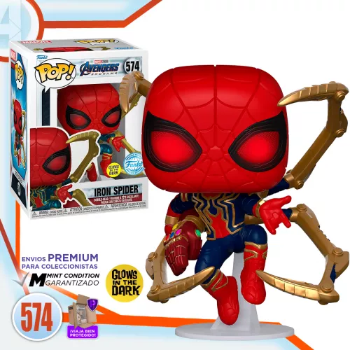 Funko Pop Iron Spider con Guantelete  #574 Glow Avengers Endgame