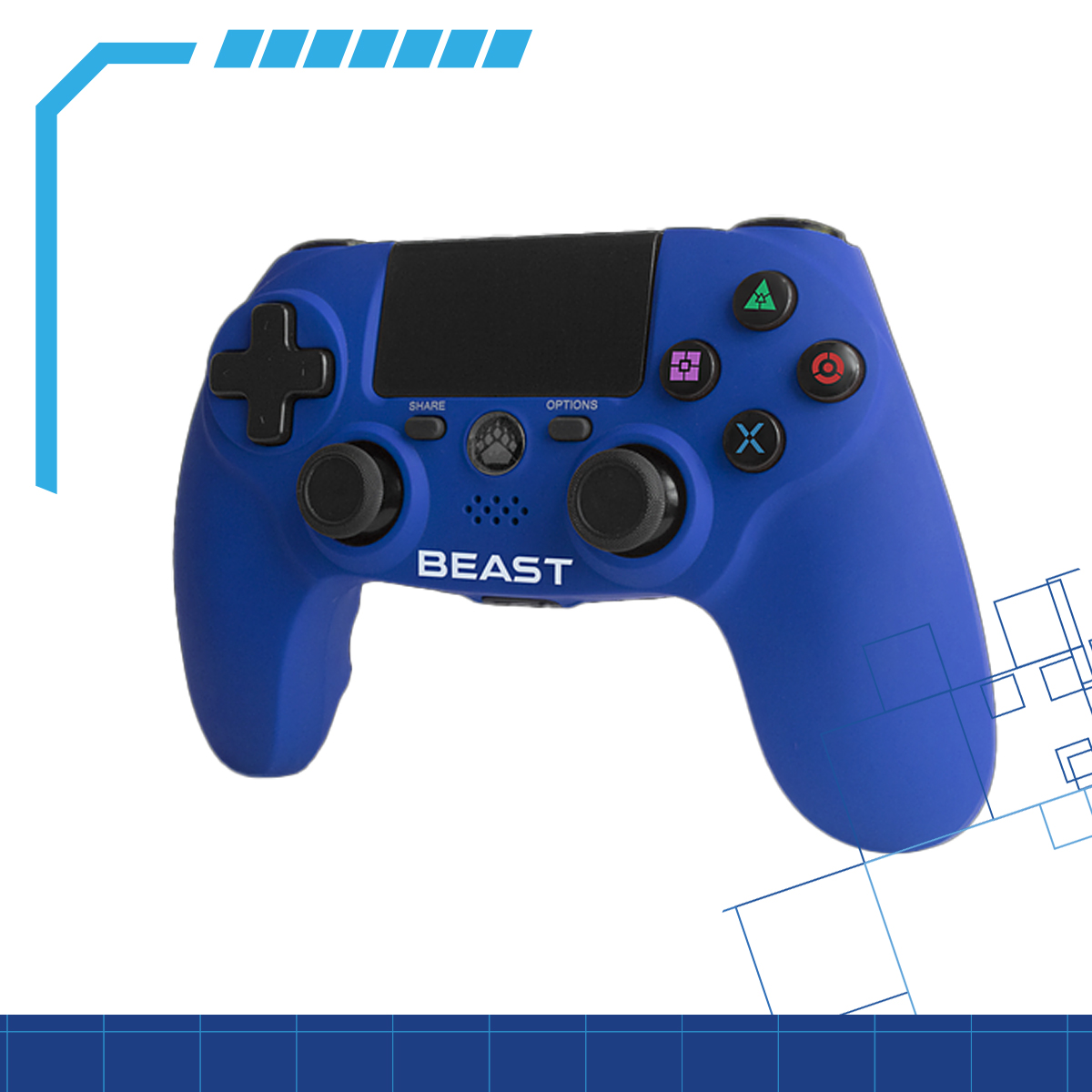 Control Ps4 Pc Bluetooth Azul y Negro Inalámbrico Play Four, Beats
